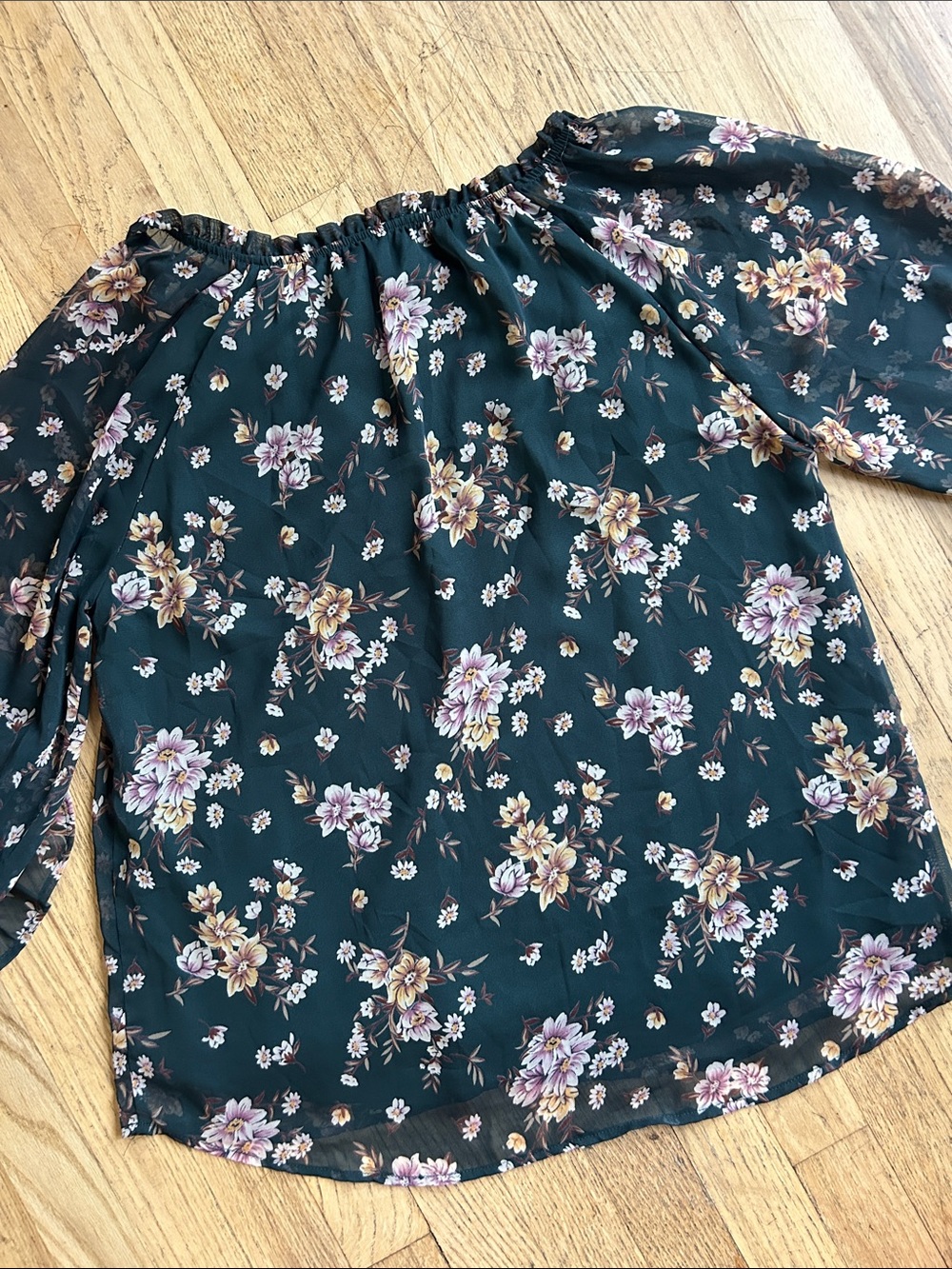 🌸3 FOR $20🌸  West Kei Dark Green Floral Off-Shoulder Tunic - Picture 7 of 9
